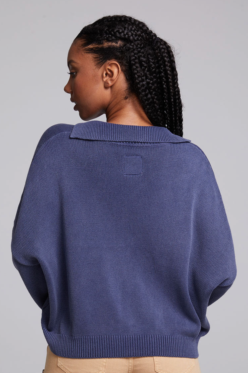 Mercury Washed Indigo Crop Pullover - Premium Top Denim from Chaser - Just $88! Shop now at shopthedenimbar