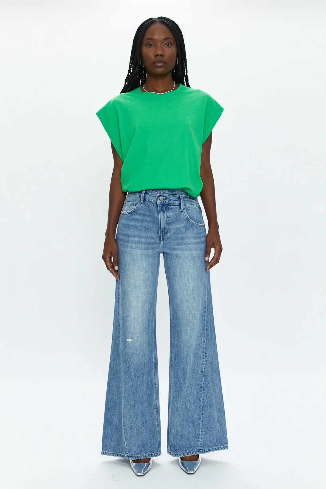 Ruby High Rise Palazzo W/Cross - Premium Denim Denim from Pistola - Just $142.40! Shop now at shopthedenimbar
