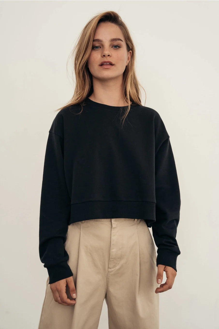 Cropped Boxy Sweatshirt - Premium Sweatshirt Denim from The Blank Lab - Just $34! Shop now at shopthedenimbar