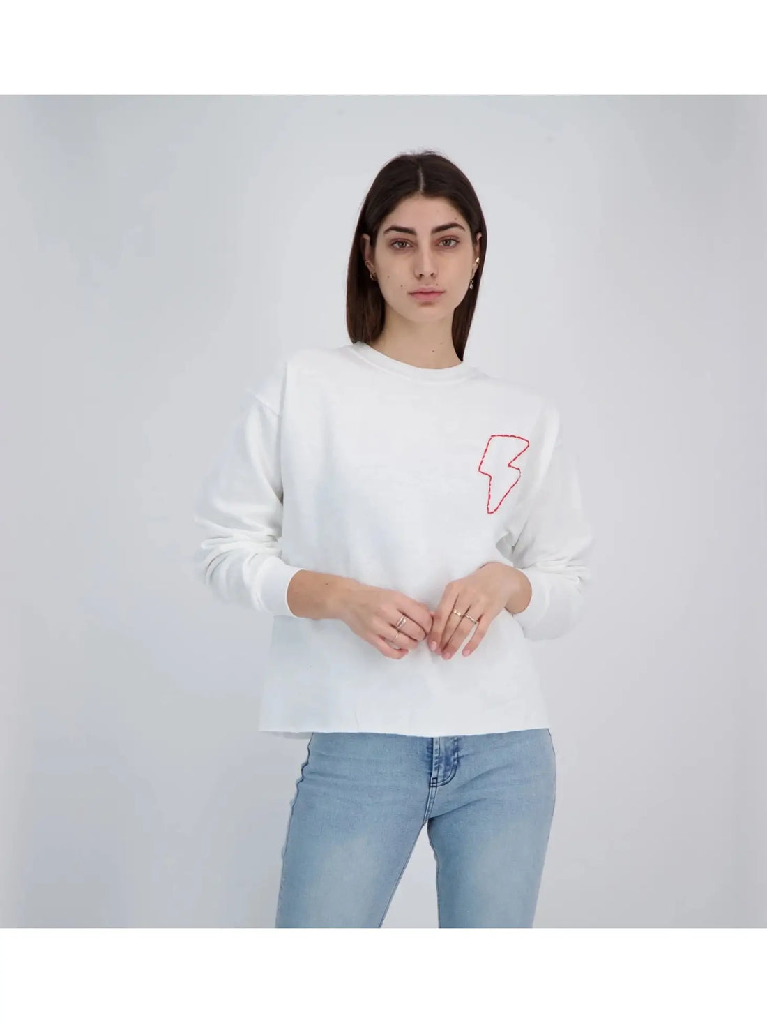 Red Bolt Sweatshirt - FINAL SALE - Premium Sweatshirt Denim from Unemployed Denim - Just $75! Shop now at shopthedenimbar
