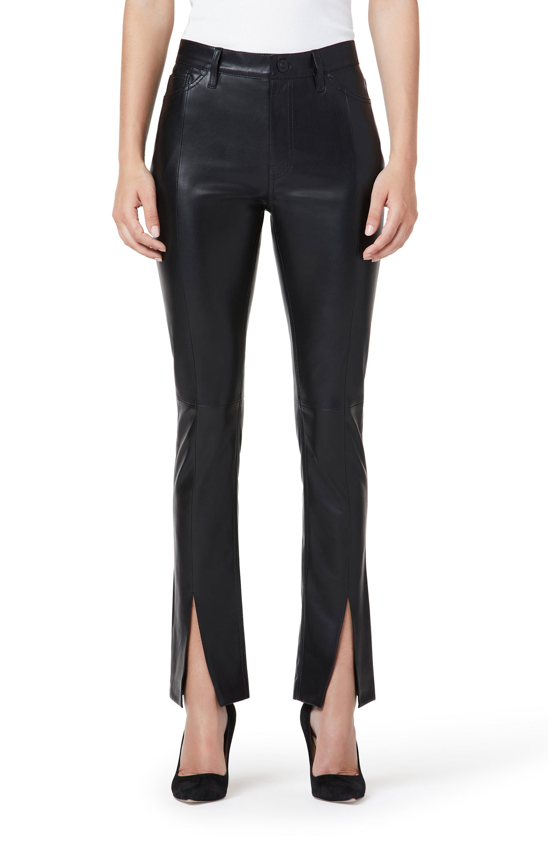 Barbara High Waist Straight Ankle Spliced Hem Faux Leather Pants - FINAL SALE - Premium Pants Denim from Hudson - Just $75! Shop now at shopthedenimbar