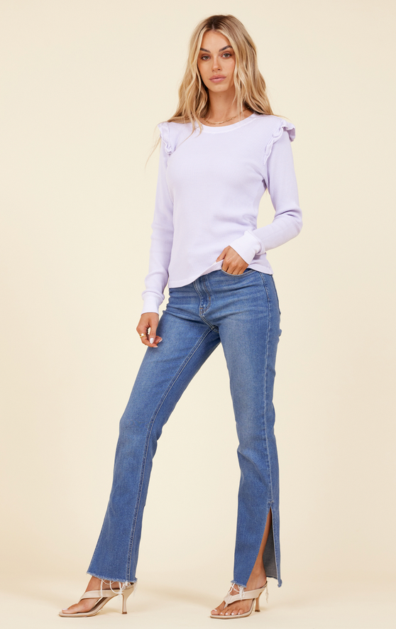 Fontaine Ruffled Shoulder Crew Long Sleeve - Premium Top Denim from LAmade - Just $91.20! Shop now at shopthedenimbar