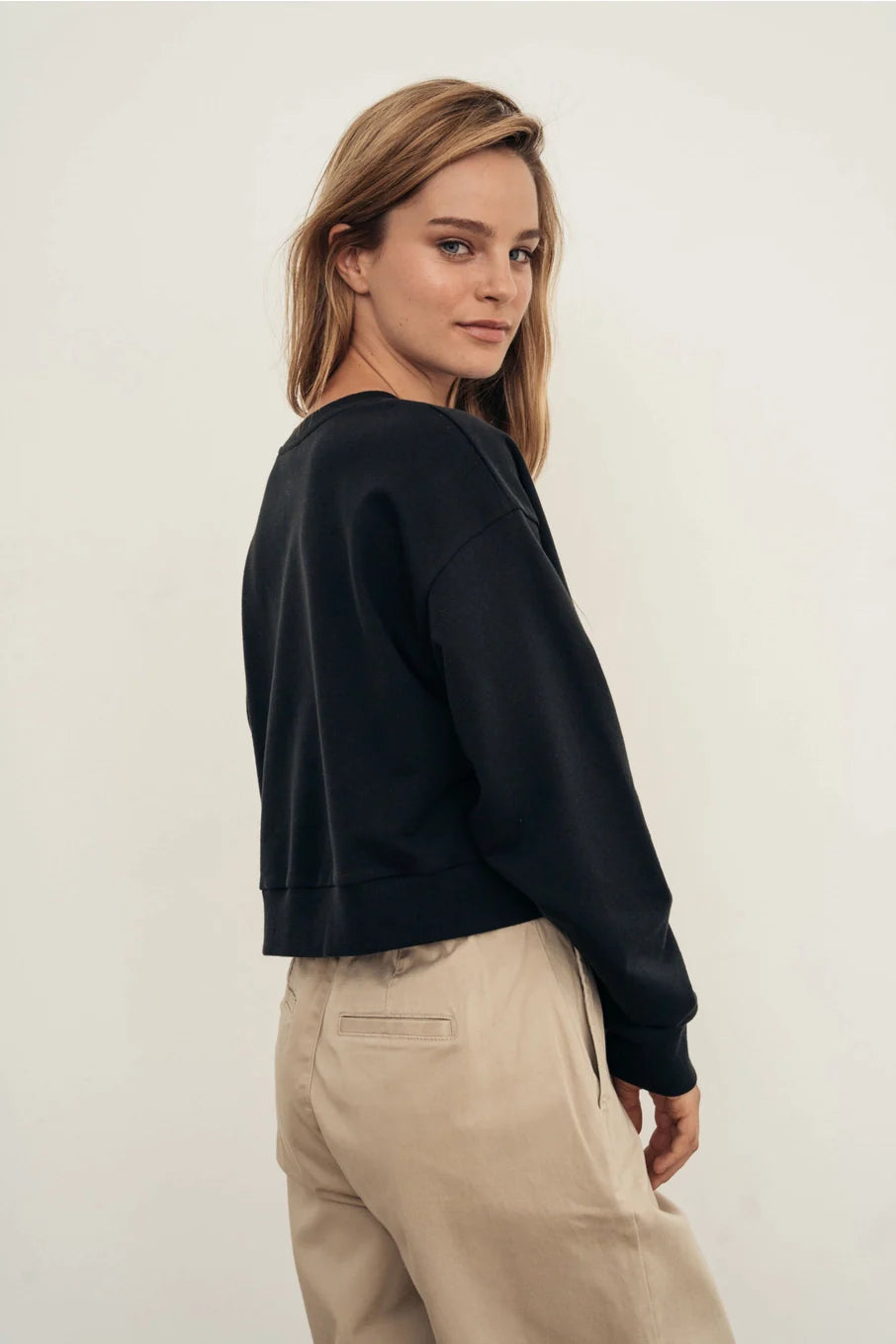 Cropped Boxy Sweatshirt - Premium Sweatshirt Denim from The Blank Lab - Just $34! Shop now at shopthedenimbar