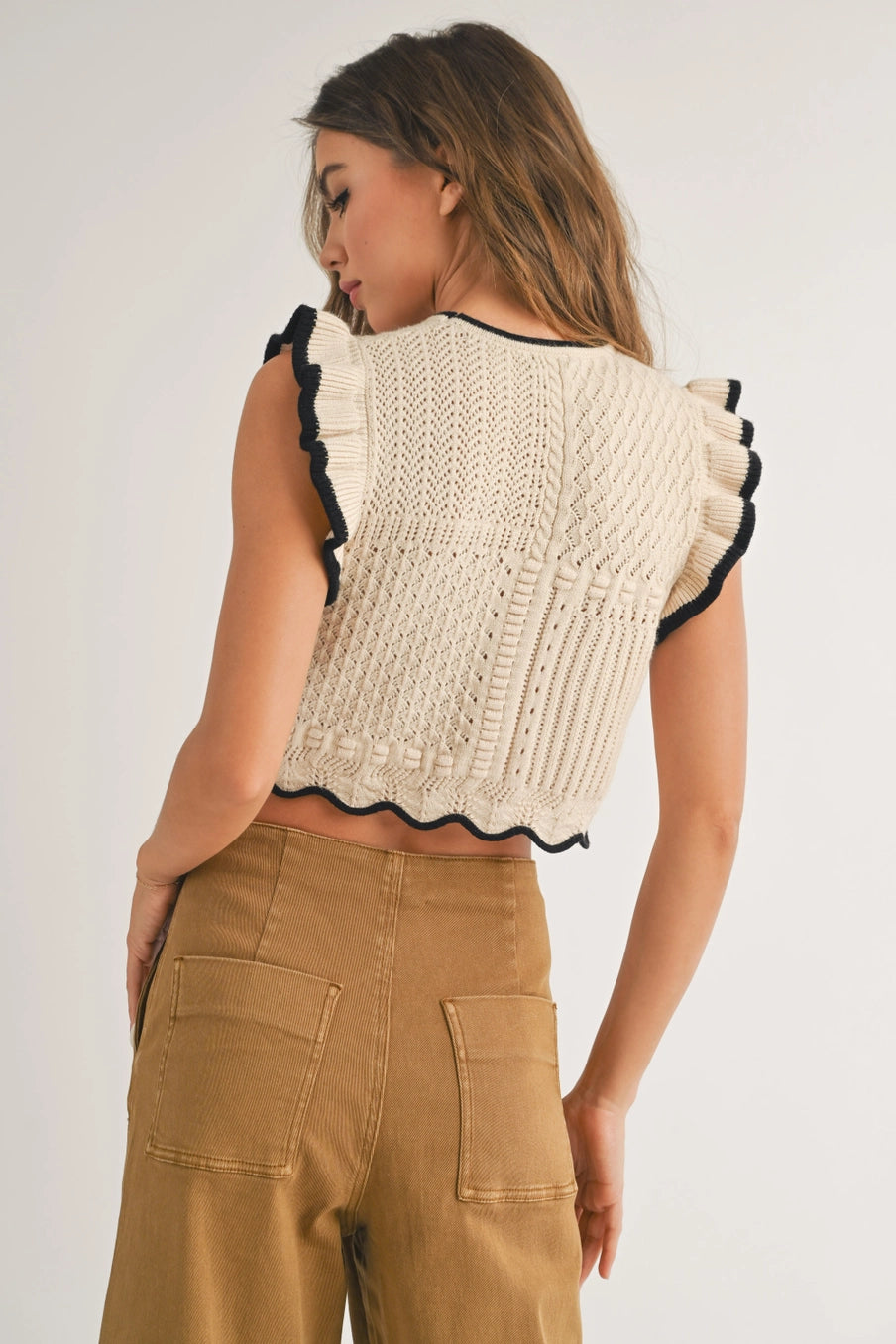 Ruffled Detail Knit Top - Premium Top Denim from MIOU MUSE - Just $40! Shop now at shopthedenimbar