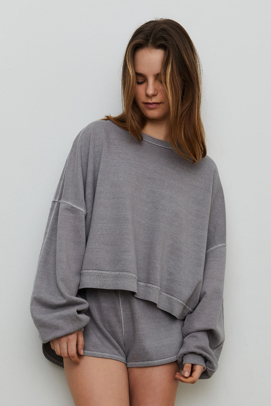 Cropped Oversized Sweatshirt - Premium Sweatshirt Denim from The Blank Lab - Just $36! Shop now at shopthedenimbar