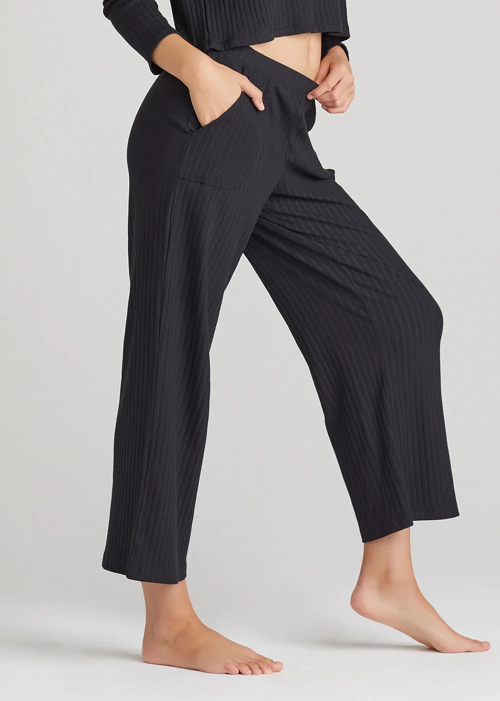 Cropped Lounge Pant - Cotton Rib - Premium Lounge Wear Denim from Yummie - Just $29! Shop now at shopthedenimbar