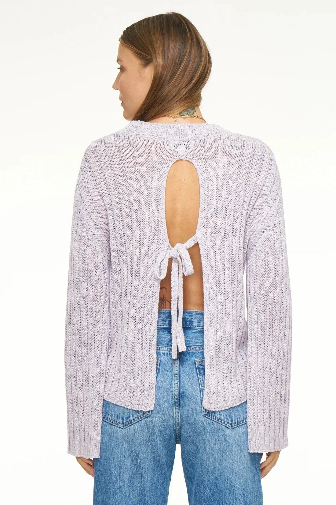 Britt Open Back Bell Sleeve Sweater - Premium sweater Denim from Pistola - Just $104! Shop now at shopthedenimbar