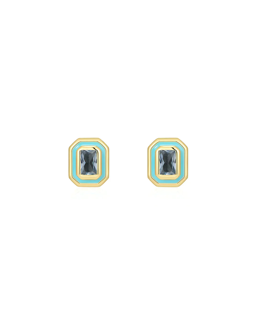 Bezel Studs - Turquoise - FINAL SALE - Premium Earrings Denim from Luv AJ - Just $25! Shop now at shopthedenimbar