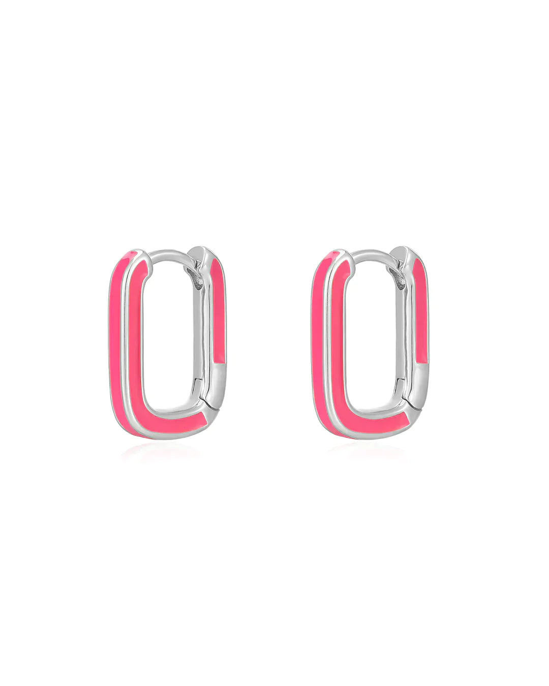 Chain Link Huggies - Hot Pink - Premium Earrings Denim from Luv AJ - Just $70! Shop now at shopthedenimbar