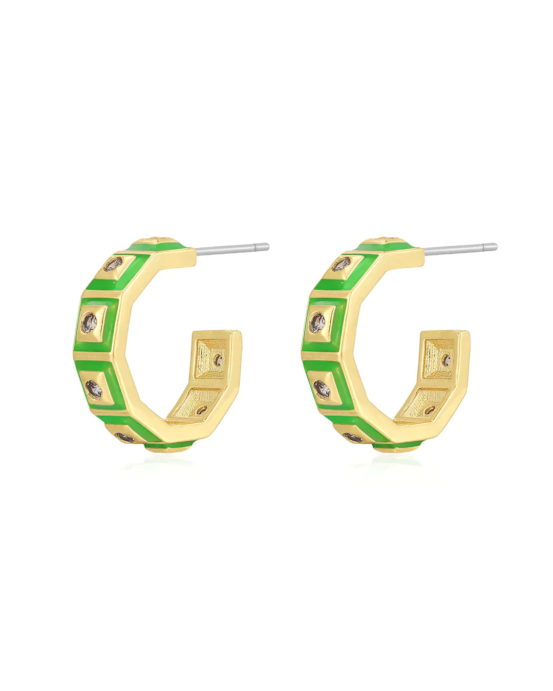 Mini Pyramid Stud Hoops - Bright Green - Premium Earrings Denim from Luv AJ - Just $75! Shop now at shopthedenimbar