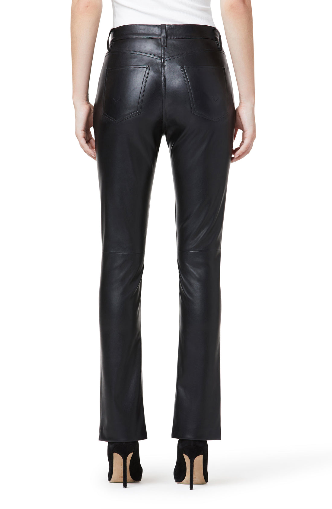 Barbara High Waist Straight Ankle Spliced Hem Faux Leather Pants - Premium Pants Denim from Hudson - Just $157.50! Shop now at shopthedenimbar