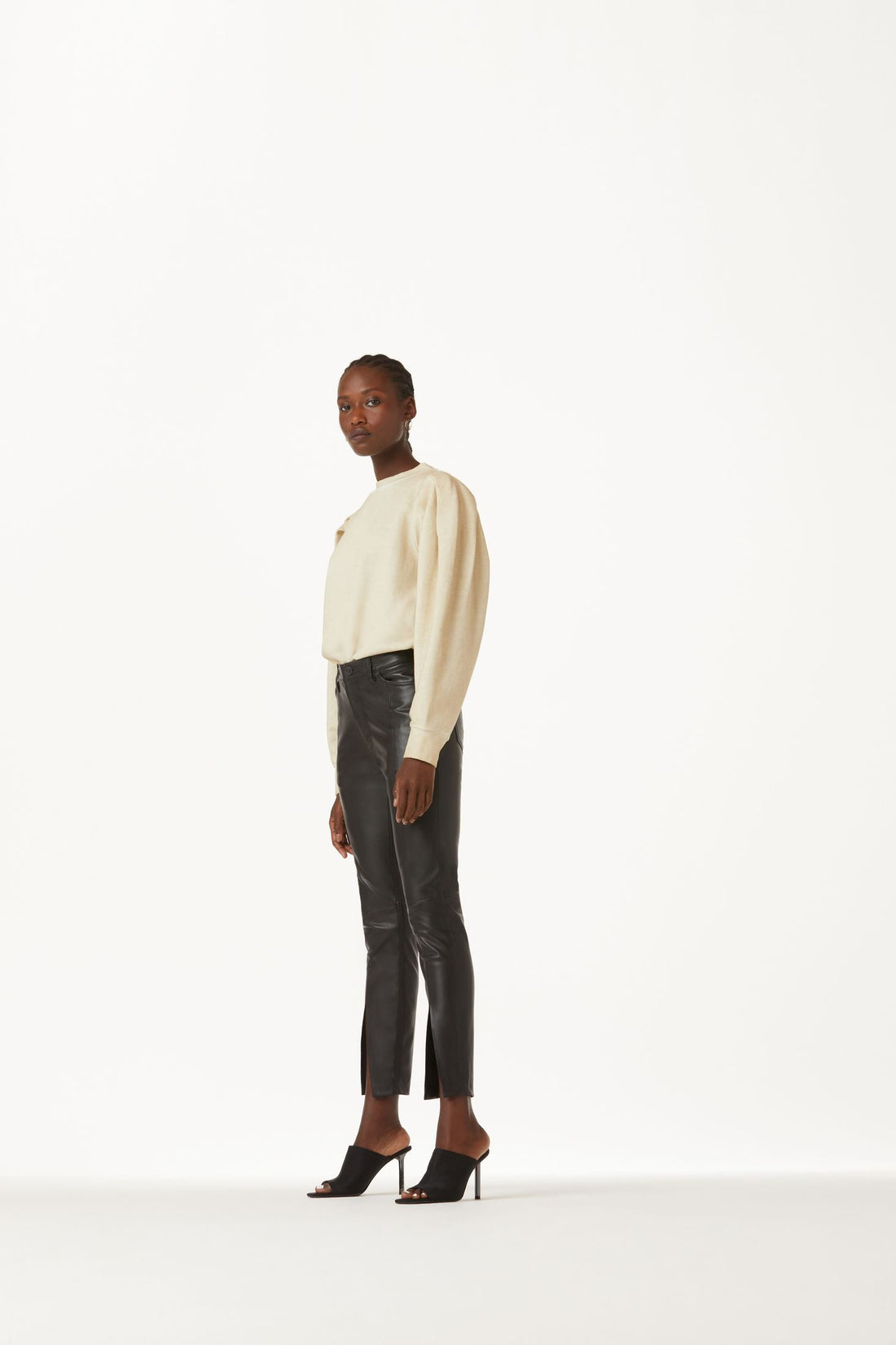Barbara High Waist Straight Ankle Spliced Hem Faux Leather Pants - FINAL SALE - Premium Pants Denim from Hudson - Just $75! Shop now at shopthedenimbar